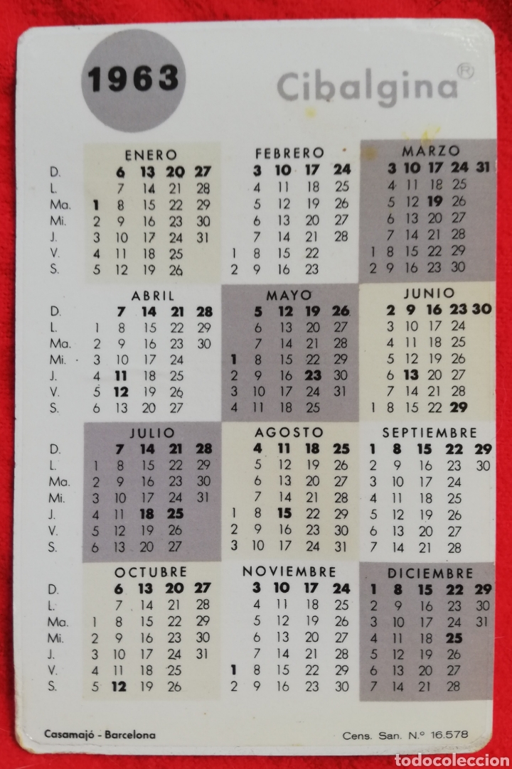 Coleccionismo calendarios: CALENDARIO DE BOLSILLO 1963~1964 - CIBALGINA - ( IMP. CASAMAJ&Oacute;, BACELONA) - PJRB