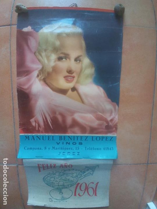 Coleccionismo Calendarios: Calendario de pared 1961/ Mamie Van Doren foto universal international/ Manuel Benitez Lopez vinos J