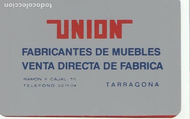 Collezionismo Calendari: CALENDARIO bolsillo - A&Ntilde;O 1985 - UNION - FABRICANTE DE MUEBLES - TARRAGONA -