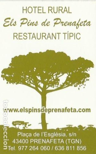 Collezionismo Calendari: CALENDARIO bolsillo - A&Ntilde;O 2010 - HOTEL RURAL ELS PINS DE PRENAFETA - RESTAURANT PUBLICIDAD TGNA