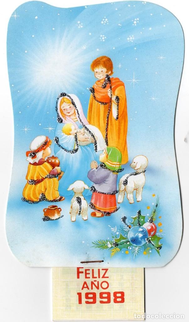 Collezionismo Calendari: MINI CALENDARIO PARED - FELICITACION NAVIDE&Ntilde;A-NAVIDAD -BELEN -NACIMIENTO- PURPURINA -A&Ntilde;O 1998 -NUEVO