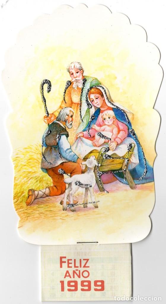 Colecionismo Calend&aacute;rios: MINI CALENDARIO PARED - FELICITACION NAVIDE&Ntilde;A - NAVIDAD -BELEN-NACIMIENTO -PURPURINA -A&Ntilde;O 1999-NUEVO
