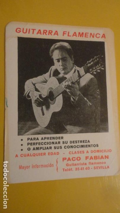 Coleccionismo Calendarios: ANTIGUO CALENDARIO. PACO FABIAN. GUITARRA FLAMENCA. SEVILLA 1986