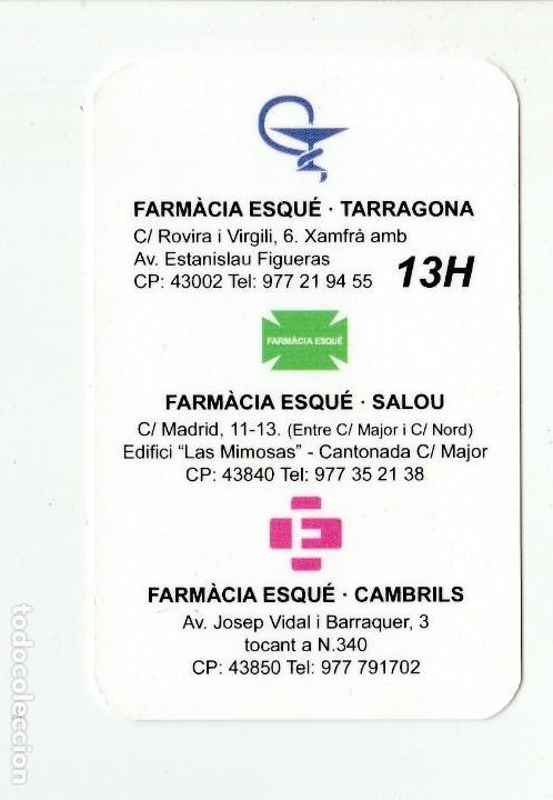 Collezionismo Calendari: CALENDARIO bolsillo - A&Ntilde;O 2018 - farmacia esque - tarragona / salou / cambrils - ver reverso