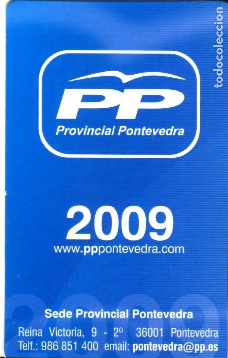 Colecionismo Calend&aacute;rios: CALENDARIO POLITICO 2009 - PARTIDO POPULAR SEDE PROVINCIAL PONTEVEDRA