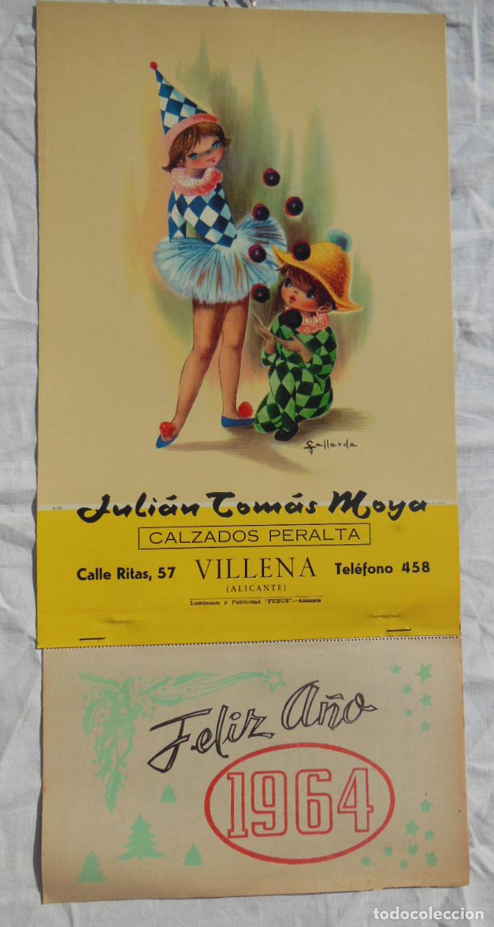 Coleccionismo calendarios: JULI&Aacute;N TOM&Aacute;S MOYA. CALZADOS PERALTA (VILLENA) Dibujo ARLEQUINES. 1964. GALLARDA (Dise&ntilde;o)