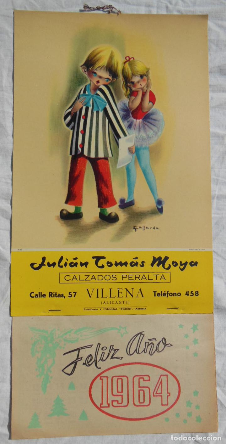Coleccionismo calendarios: JULI&Aacute;N TOM&Aacute;S MOYA. CALZADOS PERALTA (VILLENA) Dibujo CANTANTE Y BAILARINA. 1964. GALLARDA (Dise&ntilde;o)