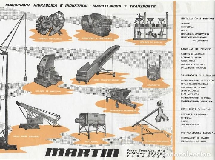 Coleccionismo Calendarios: Hoja publicitaria con calendario, Zaragoza 1969 / Martin - Maquinaria hidr&aacute;ulica e industrial