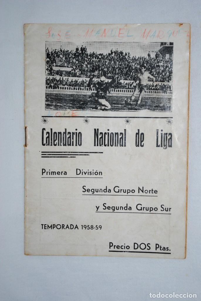 Coleccionismo calendarios: CALENDARIO NACIONAL DE LIGA 1958 - 59