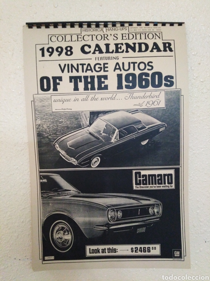 Coleccionismo Calendarios: Calendario 1998 vintage autos of the 1960s