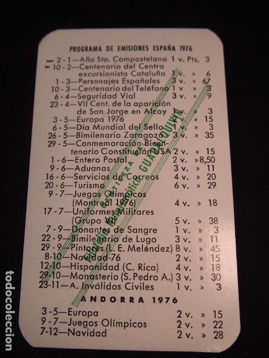 Coleccionismo Calendarios: CALENDARIO PROGRAMA DE EMISIONES FILATELICAS PARA 1976 FILATELIA GIRALDA