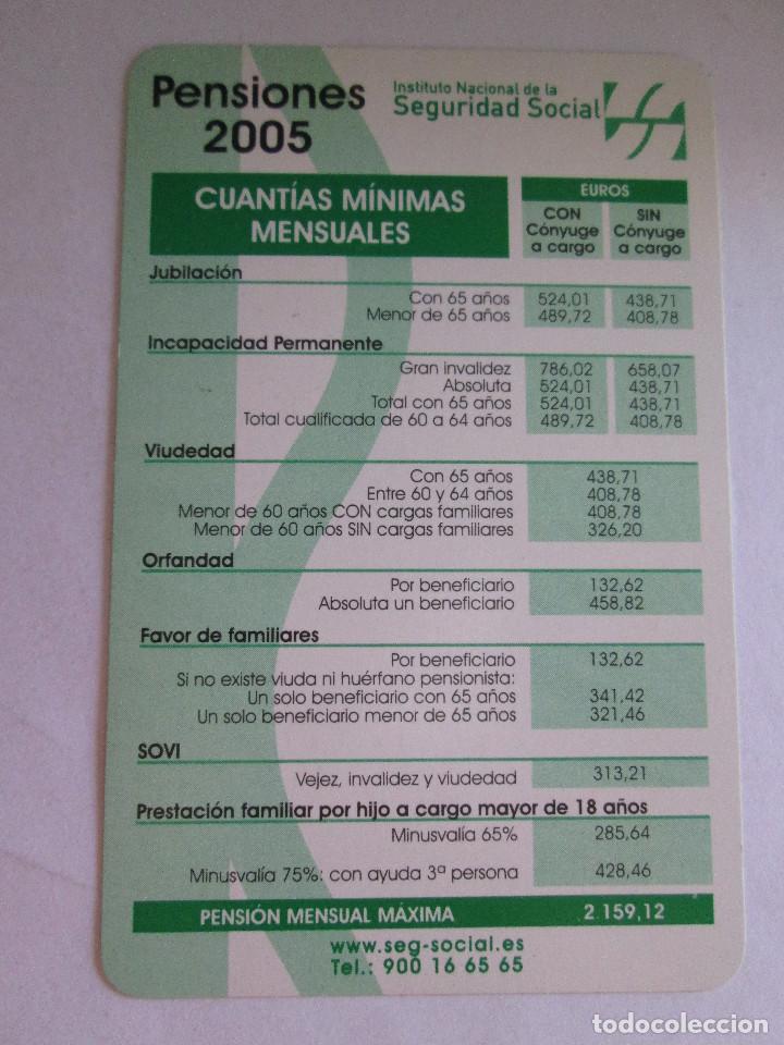 Coleccionismo calendarios: CALENDARIO DE BOLSILLO - - 2005 - SEGURIDAD SOCIAL - PENSIONES