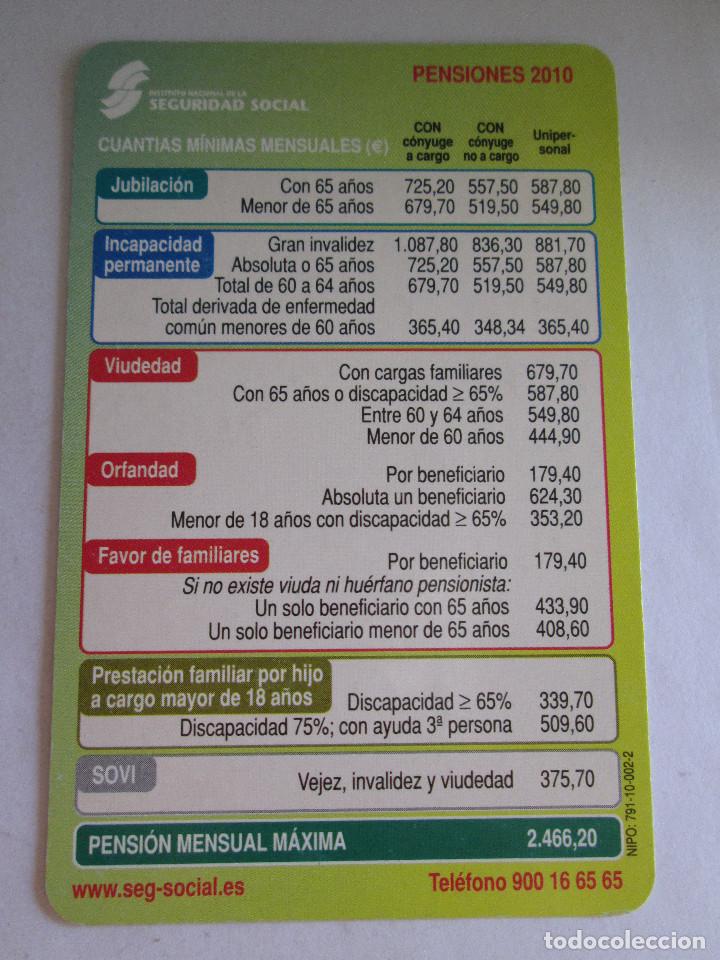 Colecionismo Calend&aacute;rios: CALENDARIO DE BOLSILLO - - 2010 - SEGURIDAD SOCIAL - PENSIONES