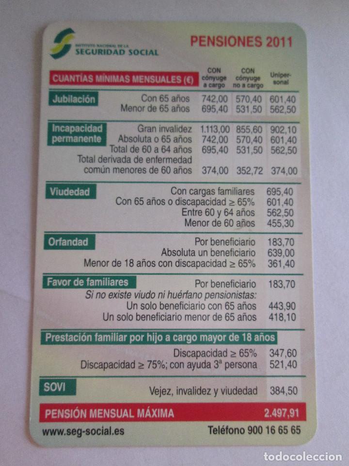 Colecionismo Calend&aacute;rios: CALENDARIO DE BOLSILLO - - 2011 - SEGURIDAD SOCIAL - PENSIONES