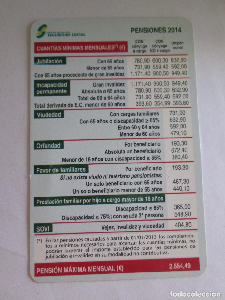 Colecionismo Calend&aacute;rios: CALENDARIO DE BOLSILLO - - 2014 - SEGURIDAD SOCIAL - PENSIONES