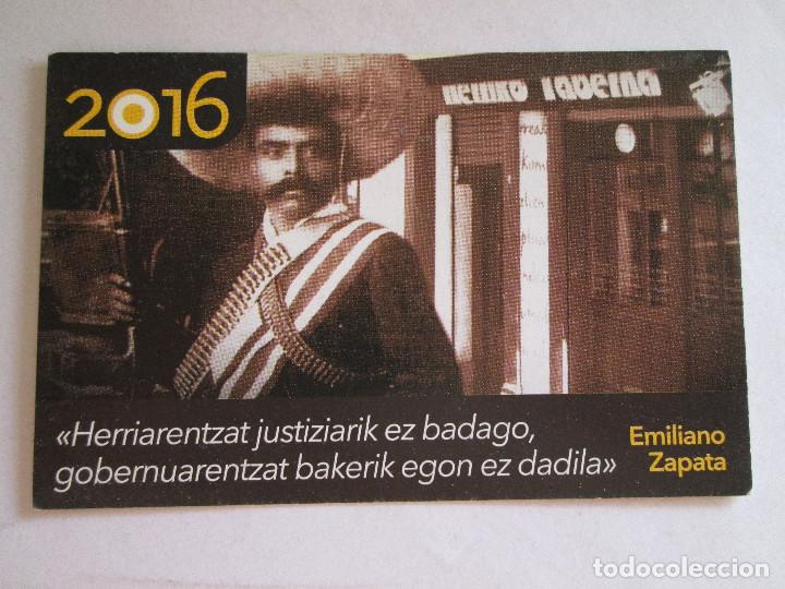 Colecionismo Calend&aacute;rios: CALENDARIO DE BOLSILLO - 2016 - HERRIKO TABERNA PAMPLONA - EMILIANO ZAPATA