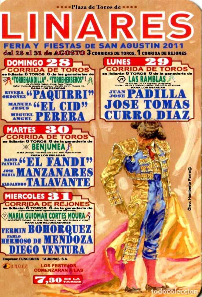 Coleccionismo calendarios: CALENDARIO DE BOLSILLO CORRIDA DE TOROS EN LINARES A&Ntilde;O 2012 TEMA: TAURINO