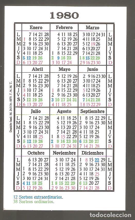 Coleccionismo Calendarios: 1 CALENDARIO LOTERIA NACIONAL A&Ntilde;O 1980