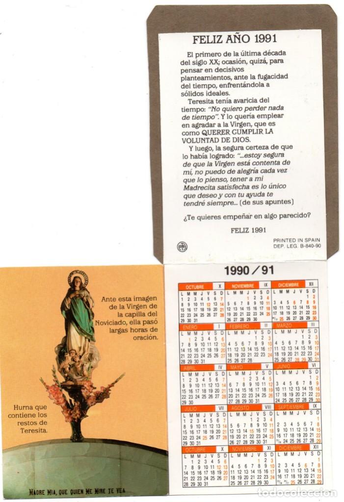 Collezionismo Calendari: Calendario de Publicidad 1991 - SANTA TERESITA (TRIPTICO)