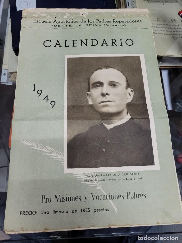 Collectables Calendars: ANTIGUO CALENDARIO ALMANAQUE RELIGIOSO MISIONES PUENTE LA REINA NAVARRA DE LA CRUZ GARCIA
