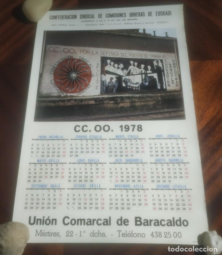 Coleccionismo Calendarios: Calendario pared, almanaque. Confederaci&oacute;n sindical comisiones obreras Euskadi, 1978. CCOO. 42 x 62