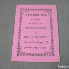 Coleccionismo Calendarios: ALAMANQUE O CALENDARIO PUBLICITARIO TIPO AGENDA DE LA SASTRERÍA ESCUDERO DE MADRID. 1897. Lote 311642488