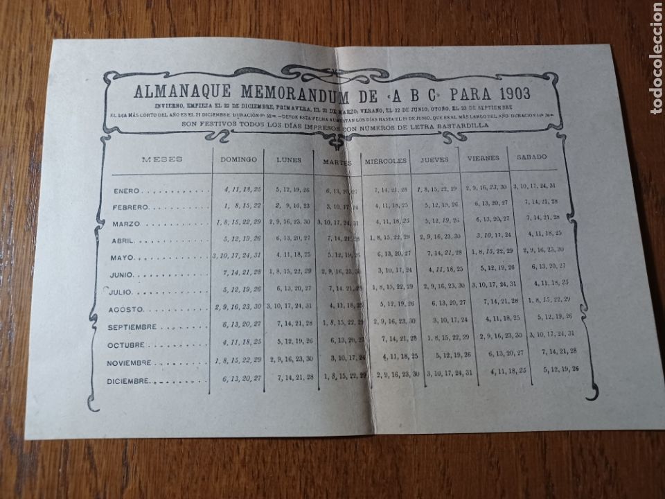 Sammeln von Kalendern: ALMANAQUE MEMORANDUN DE ABC PARA 1903 . 21 x 13 cm