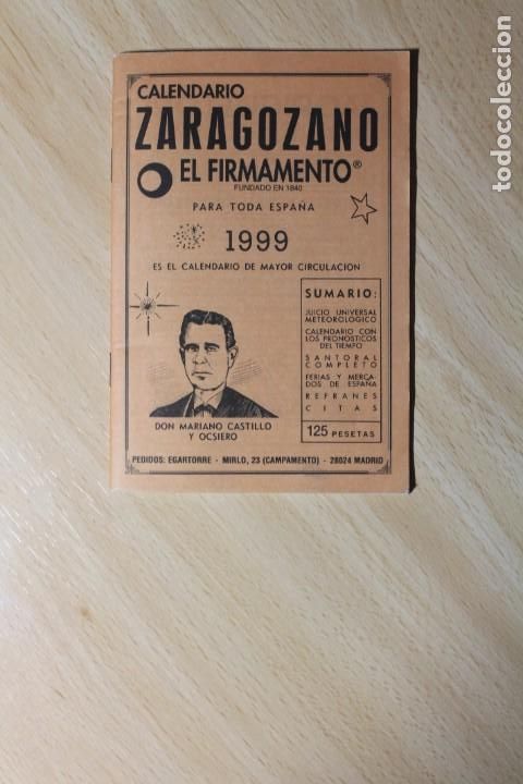 Coleccionismo Calendarios: CALENDARIO ZARAGOZANO. EL FIRMAMENTO. DON MARIANO CASTILLO Y OCSIERO. 10,6 x 15,6 cm. A&Ntilde;O 1999.