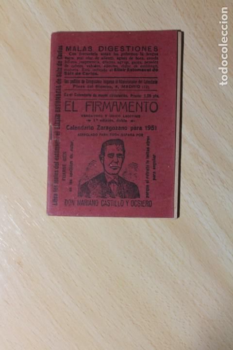 Coleccionismo Calendarios: CALENDARIO ZARAGOZANO. EL FIRMAMENTO. DON MARIANO CASTILLO Y OCSIERO. 9,7 x 14,0 cm. A&Ntilde;O 1951.