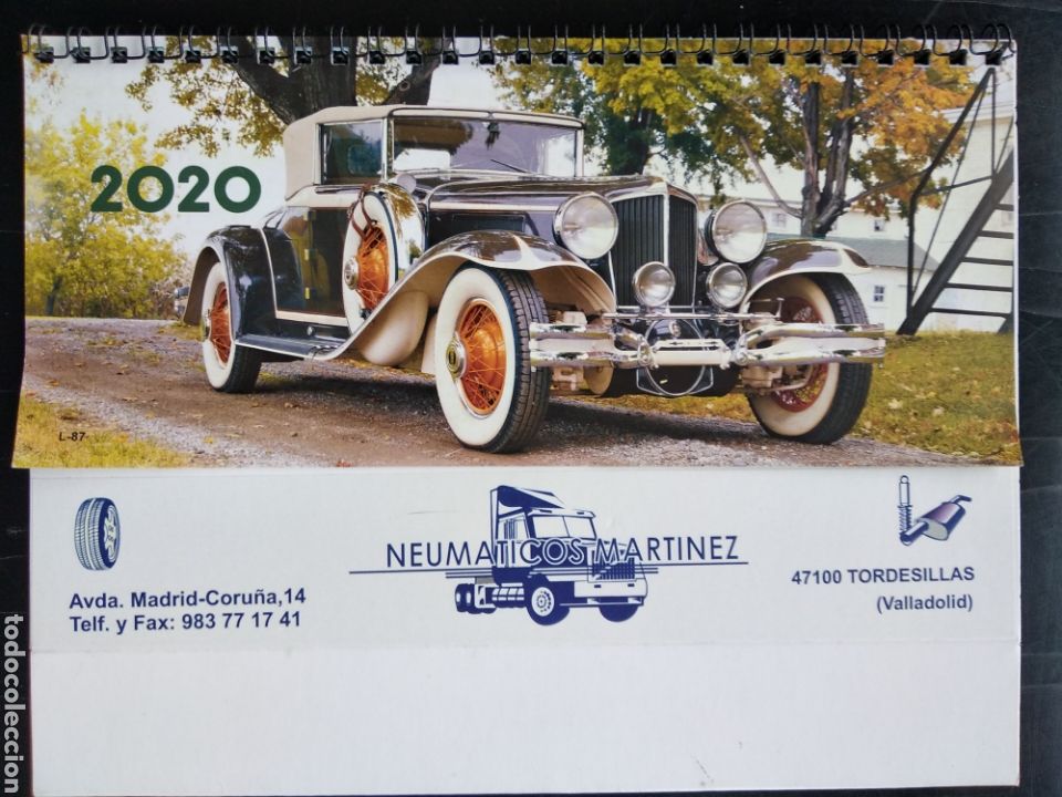 Collectionnisme Calendriers: Calendario de sobremesa de coches antiguos 2020 , neum&aacute;ticos Mart&iacute;nez Tordesillas ,Valladolid