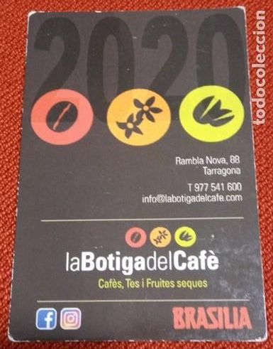 Collezionismo Calendari: calendario bolsillo - a&ntilde;o 2020 - la botiga del cafe - brasilia - tarragona - publicitario