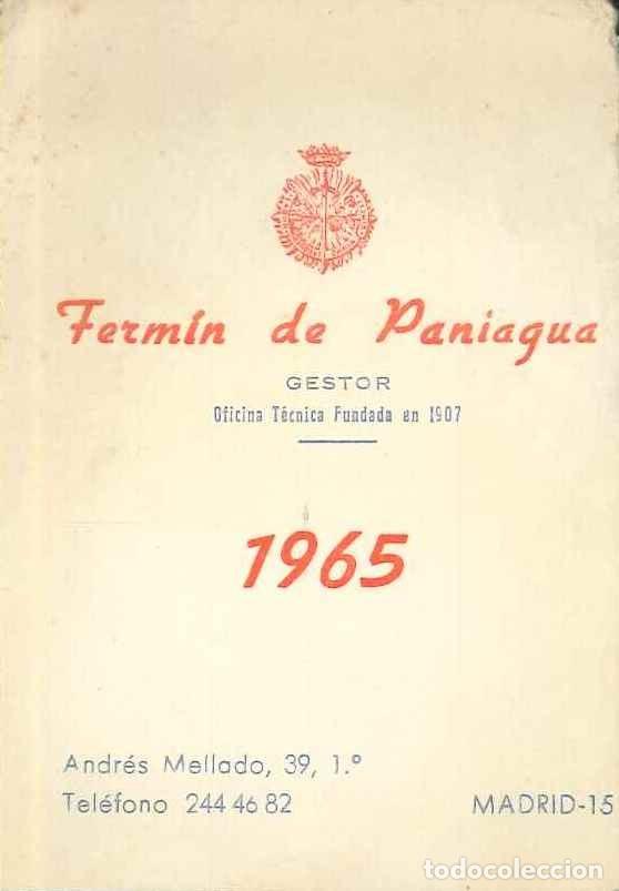 Colecionismo Calend&aacute;rios: CALENDARIO PUBLICIDAD GESTOR FERM&Iacute;N DE PANIAGUA - MADRID - A&Ntilde;O 1965