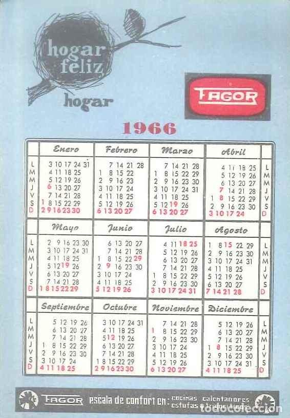 Colecionismo Calend&aacute;rios: CALENDARIO PUBLICIDAD FAGOR (A&Ntilde;O 1966) Y VANGUARD (A&Ntilde;O 1967)