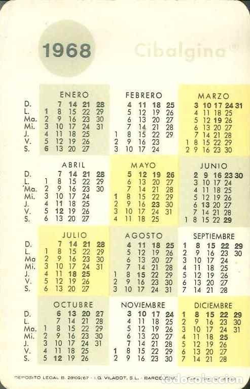 Colecionismo Calend&aacute;rios: CALENDARIO PUBLICIDAD FARMACIA - CIBALGINA - A&Ntilde;O 1968 / 1969