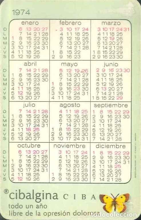 Colecionismo Calend&aacute;rios: CALENDARIO PUBLICIDAD FARMACIA - CIBALGINA - A&Ntilde;O 1974 / 1975