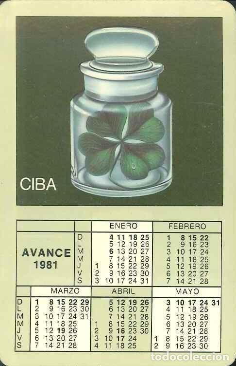 Colecionismo Calend&aacute;rios: CALENDARIO PUBLICIDAD FARMACIA - CIBALGINA - A&Ntilde;O 1980 / 1981