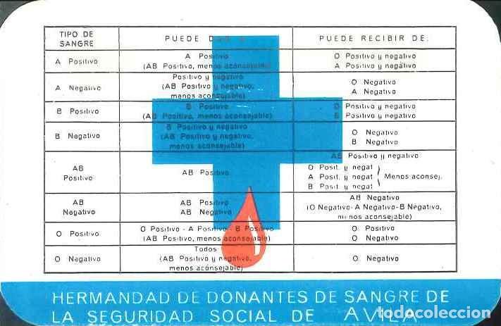 Colecionismo Calend&aacute;rios: CALENDARIO PUBLICIDAD HERMANDAD DE DONANTES DE SANGRE (&Aacute;VILA) - A&Ntilde;O 1980