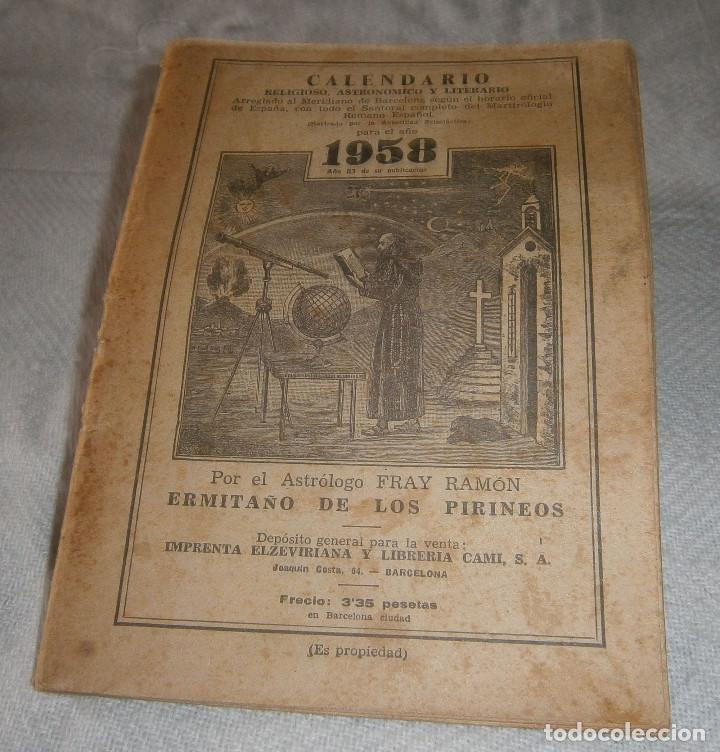 Coleccionismo calendarios: calendario religioso,astronomico,y literario a&ntilde;o 1958 astrologo Fray Ramon ermita&ntilde;o de los pirineos