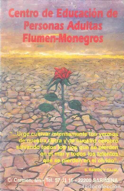 Colecionismo Calend&aacute;rios: CALENDARIO PUBLICIDAD CENTRO DE EDUCACION PERSONAS ADULTAS FLUMEN-MONEGROS (HUESCA) - A&Ntilde;O 1995/1996