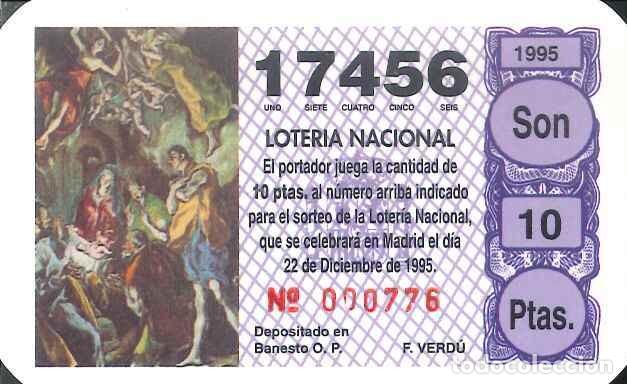 Colecionismo Calend&aacute;rios: CALENDARIO PUBLICIDAD - LOTER&Iacute;A NACIONAL - N&ordm; 17456 - ANTIGUO TURRONERO VERD&Uacute; (GIJ&Oacute;N) - A&Ntilde;O 1996