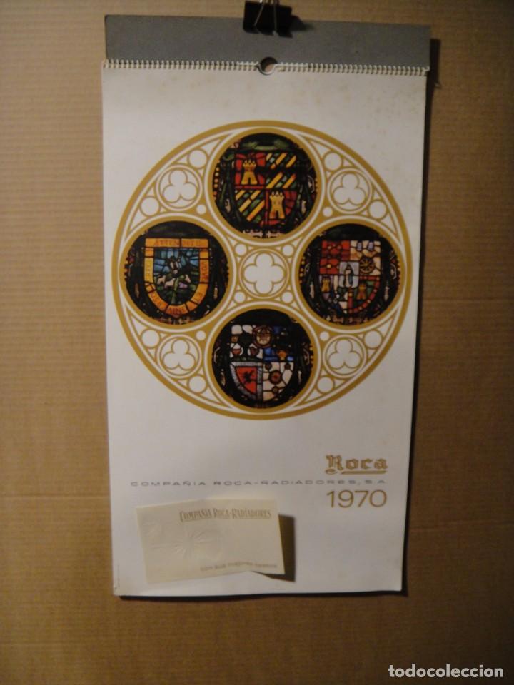 Coleccionismo Calendarios: calendario de pared , a&ntilde;o 1970 , radiadores roca - vidrieras de la catedral de leon