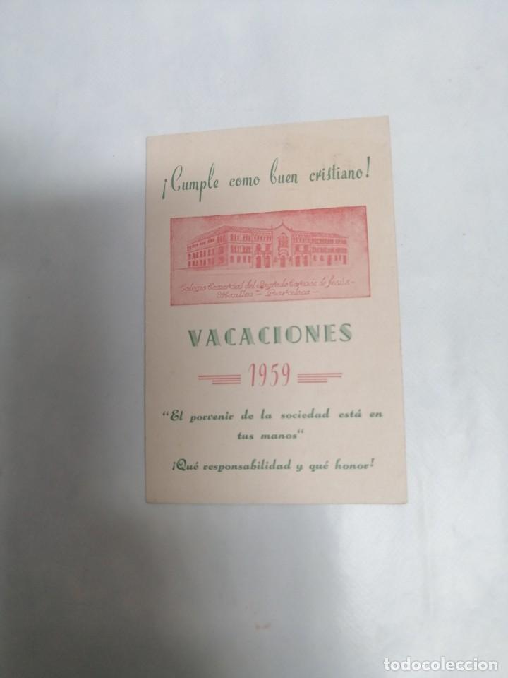 Coleccionismo calendarios: CALENDARIO VACACIONES COLEGIO COMERCIAL DEL SAGRADO CORAZON DE JESUS MANLLEU A&Ntilde;O 1959