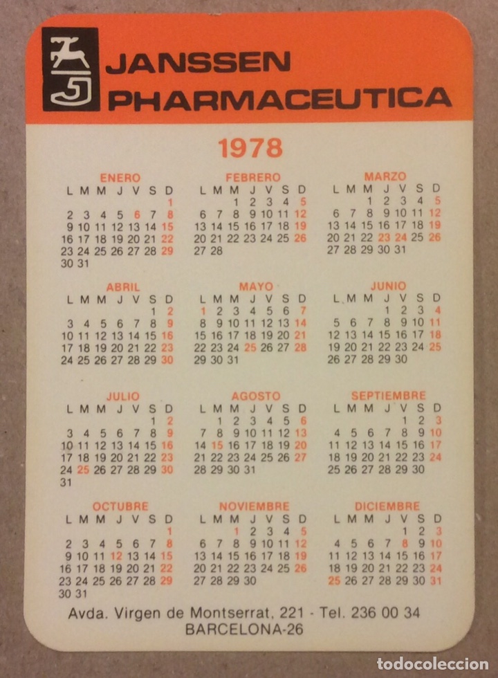 Collezionismo Calendari: JANSSEN PHARMACEUTICA. CALENDARIO PUBLICITARIO DEL A&Ntilde;O 1978