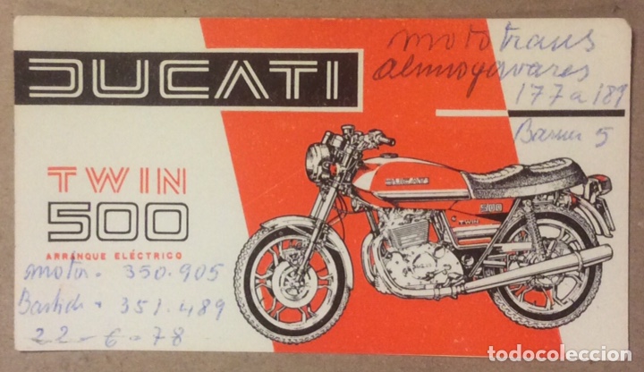 Colecionismo Calend&aacute;rios: JOS&Eacute; IRAOLA (MOTO VIZCAYA) DUCATI TWIN 500. CALENDARIO PUBLICITARIO DEL A&Ntilde;O 1978