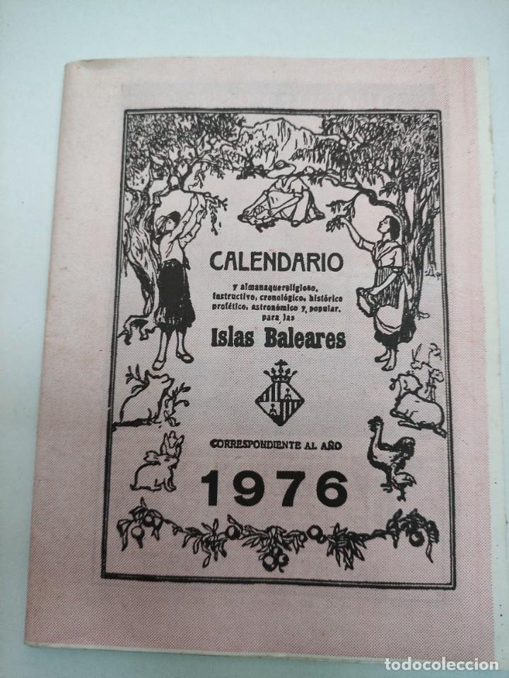 Coleccionismo calendarios: Paren&ograve;stic Islas Baleares 1976 - Foto 1