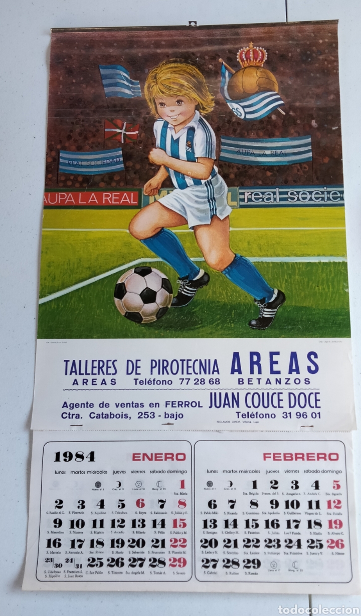 Coleccionismo Calendarios: Calendario 1984 Real Sociedad 62 x 34 cm