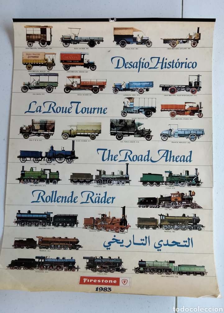 Coleccionismo Calendarios: Calendario 1983 Trenes Firestone 34 x 46 cm 7 hojas
