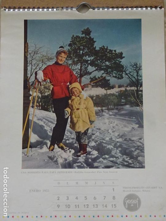 Collezionismo Calendari: CALENDARIO ALMANAQUE PARED A&Ntilde;O 1955 C&Aacute;MARAS FOTOS GEVAERT QUINCENAL RETRATOS MUJER. 28CM 240GR 749