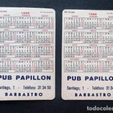 Coleccionismo Calendarios: 2 CALENDARIOS AÑO 1986 / PUB PAPILLÓN - BARBASTRO ( HUESCA ) REAL MADRID - F.C. BARCELONA. Lote 345336703