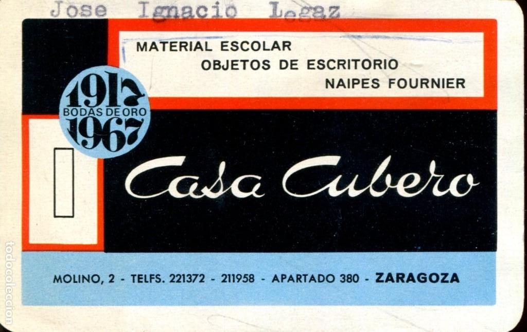 Coleccionismo calendarios: Calendario a&ntilde;o bolsillo a&ntilde;o 1967 - CASA CUBERO; material escolar (Zaragoza) - Heraclio Fournier